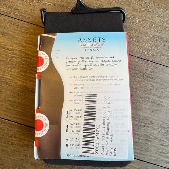Spanx Assets Red Hot Label Size 6 F Dark Gray High Waist Shaping Tights Sexy NEW - Picture 4 of 7